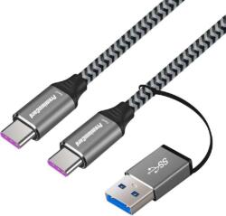 PremiumCord Cablu PremiumCord USB-C (USB 3.2 GEN 2, 5A, 100W, 20Gbit/s) împletitură din bumbac, 2m (ku31cq2)