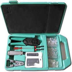  Set de instrumente XtendLan într-o valiză pentru rețele structurate (clești, element de lovire, instrument de decuplare, tester, conectori) (KITLAN114) Trusa unelte