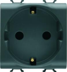 Gewiss GERMAN STANDARD Priza 250V ac - FRONT TIGHTENING TERMINALS - 2P+E 16A - 2 MODULES - BLACK - CHORUS (GW12341)