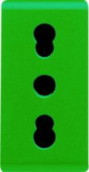 Gewiss ITALIAN STANDARD Priza 250V ac - FOR DEDICATED LINES - 2P+E 16A DUAL AMPERAGE - P17-11 - 1 MODULE - GREEN - SYSTEM (GW20281)