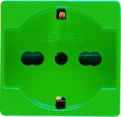 Gewiss ITALIAN/GERMAN STANDARD Priza 250V ac - FOR DEDICATED LINES - 2P+E 16A DUAL AMPERAGE - P40 - 2 MODULES - GREEN - SYSTEM (GW20282)