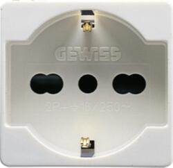 Gewiss ITALIAN/GERMAN STANDARD Priza 250V ac - 2P+E 16A DUAL AMPERAGE - P40 - 2 MODULES - SYSTEM WHITE (GW20246)