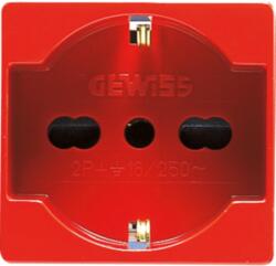 Gewiss ITALIAN/GERMAN STANDARD Priza 250V ac - FOR DEDICATED LINES - 2P+E 16A DUAL AMPERAGE - P40 - 2 MODULES - RED - SYSTEM (GW20296)