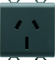 Gewiss AUSTRALIAN STANDARD Priza 250V ac - 2P+E 15A - 2 MODULES - BLACK - CHORUS (GW12307)