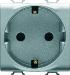 Gewiss GERMAN STANDARD Priza 250V ac - FRONT TIGHTENING TERMINALS - 2P+E 16A - 2 MODULES - TITANIUM - CHORUS (GW14341)