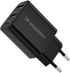 Wozinsky CWCUCB 30W USB-C / 2 x USB-A hálózati töltő - fekete