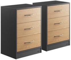 Casaria® 2 darabos Eloise éjjeliszekrény szett 54x39x28 cm - fa/szürke (109666)