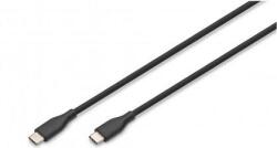 ASSMANN USB-C szilikon töltőkábel, USB-C - USB-C 1m, USB 2.0, 60W, fekete (AK-300341-010-S)