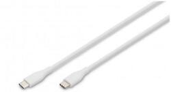 ASSMANN USB-C szilikon töltőkábel, USB-C - USB-C 1m, USB 2.0, 60W, fehér (AK-300341-010-W)