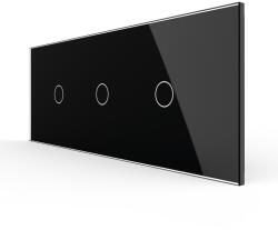 LIVOLO Intrerupator Simplu + Simplu + Simplu cu Touch LIVOLO cu Rama Din Sticla, Standard Italian, 6M - culoare negru