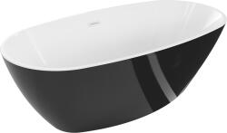 Mexen Eris, szabadon álló kád 180 x 80 cm, fehér-fekete, fehér túlfolyó, 53441808075-20 (53441808075-20)