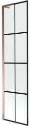 Mexen Next L, 1 szárnyú kádparaván 50 x 150 cm, 6mm átlátszó üveg-fekete mintás, rózsa arany profil, 895-050-000-03-77-60 (895-050-000-03-77-60)