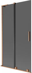Mexen Velar L, 2 szárnyas eltolható kádparaván 100 x 150 cm, 8mm szürke üveg, rézmatt, 896-100-003-41-65 (896-100-003-41-65)