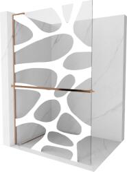 Mexen Kioto+ L, Walk-In zuhany paraván polccal és akasztóval 80 x 200 cm, 8 mm átlátszó üveg fehér mintás, rózsaszín arany profil, 800-080-123-60-97 (800-080-123-60-97)
