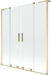Mexen Velar L Duo, 2 szárnyas eltolható kádparaván 140 x 150 cm, 8mm átlátszó üveg, arany matt, 896-140-003-02-55 (896-140-003-02-55)