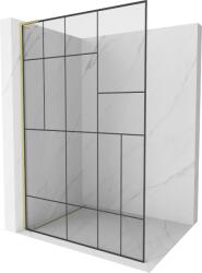 Mexen Kioto L, Walk-In zuhany paraván 100 x 200 cm, 8 mm átlátszó üveg fekete mintás, arany matt profil, 800-100-103-55-78 (800-100-103-55-78)