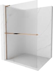 Mexen Kioto+ L, Walk-In zuhany paraván polccal és akasztóval 70 x 200 cm, 8 mm-es üveg bordás mintával, rózsa arany profil, 800-070-123-60-09 (800-070-123-60-09)