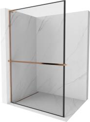Mexen Kioto+ L, Walk-In zuhany paraván polccal és akasztóval 110 x 200 cm, 8 mm átlátszó üveg fekete mintával, rózsa arany profil, 800-110-123-60-70 (800-110-123-60-70)