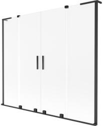 Mexen Velar L Duo, 2 szárnyas eltolható kádparaván 180 x 150 cm, 8 mm-es mattüveg, fekete matt, 896-180-003-32-70 (896-180-003-32-70)
