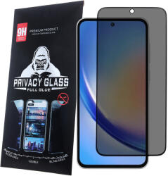 Samsung Galaxy A36 5G üvegfólia, tempered glass, előlapi, edzett, hajlított, fekete kerettel, betekintés védelemmel, Privacy