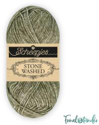 Scheepjes Stone Washed 851 Chlorite Green - sötétzöld pamut keverék fonal