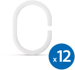  Zuhanyfüggöny-karika - műanyag, ovális - 12 db / csomag (11520B)