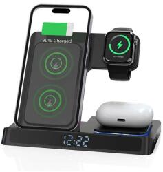WIWU Power Air 5-in-1 Vezeték Nélküli Töltő És Ébresztőóra - Fekete (Wi-C006)
