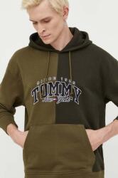 Tommy Hilfiger pamut melegítőfelső zöld, férfi, nyomott mintás, kapucnis - zöld L