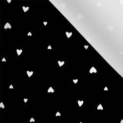 Takoy Matt anyag fürdőruhákhoz, fitnesz ruházathoz fehér szívecskék fekete alapon