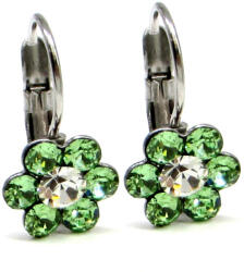 kis virág fülbevaló - peridot-fehér (5 éves kortól tinédzser korig) (2024122215)