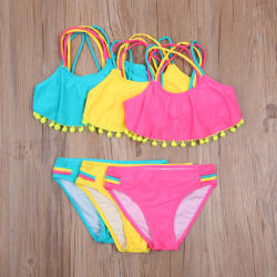 BabyJem Costum de baie cu ciucuri din 2 piese (culoare: roz, varsta: 3 - 4 ani)