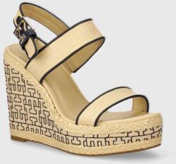 Tommy Hilfiger szandál PLATFORM TH MONO RAFIA WEDGE bézs, FW0FW08052 - bézs Női 41