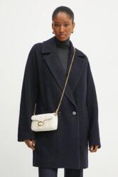 HUGO BOSS gyapjúkabát sötétkék, átmeneti, oversize, 50530199 - sötétkék 40