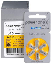 power one Baterii PowerOne 10 PR70 Zinc-Aer 1, 45V Pentru Aparate Auditive Set 60 Baterii (PowerOne P10)