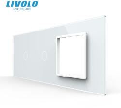 LIVOLO Panou Livolo intrerupator 2 x simplu + Rama Livolo simpla pentru doza 6M, alb (VL-P901.1.E-7W)