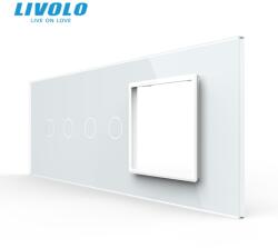 LIVOLO Panou Livolo intrerupator 2 x dublu + Rama Livolo simpla pentru doza 6M, alb (VL-P902.2.E-7W)