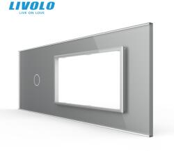 LIVOLO Panou Livolo pentru intrerupator simplu + Rama Livolo dubla pentru doza 6M, gri (VL-P901.E.E-7I)