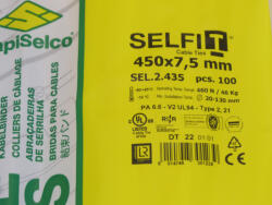 SapiSelco Kábelkötegelő, 450x7, 5 Natúr Gyorskötöző - ERŐS, tartós SapiSelco SELFIT iparilag is minősített kötegelő 100db/csomag [SEL. 2.435]