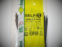 SapiSelco Kábelkötegelő, 100x2, 5 Fekete Gyorskötöző - ERŐS, tartós SapiSelco SELFIT iparilag is minősített kötegelő 100 db/csomag [SEL. 3.202]