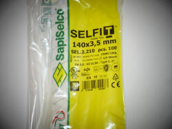 SapiSelco Gyorskötöző, 140x3, 5 natúr kábelkötegelő - ERŐS, tartós, iparilag is minősített kötegelő - SapiSelco SELFIT - 100 db/csomag [SEL. 2.210]