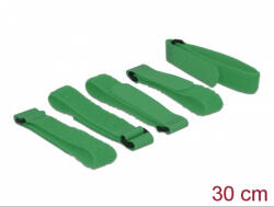 Delock Befűzős hurkolható tépőzáras kábelrendező zöld 300 x 20mm (5db/csomag)