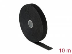 Delock Tépőzáras kábelkötegelő Delock (VELCRO szalag) vágható fekete 10m x 20mm [18716]