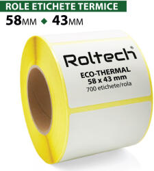 ROLTECH Rola etichete termice ROLTECH | 58x43mm | 700 et. /rola | tub 40mm