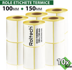 ROLTECH Rola etichete termice ROLTECH | 100x150mm | 260 et. /rola | tub 40mm | 10 role/pachet