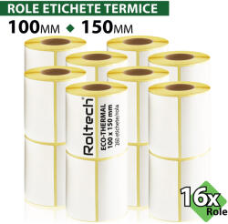 ROLTECH Rola etichete termice ROLTECH | 100x150mm | 260 et. /rola | tub 40mm | 16 role/pachet