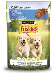 Friskies Hrana umeda pentru caini Friskies Junior cu pui mazare 85 gr