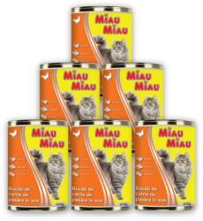 MIAU MIAU Set 24 buc x 415 gr Conserve pentru pisici Miau Miau cu pui