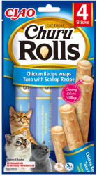 Inaba Foods Recompense pentru pisici Churu Rolls cu pui ton scoici 4 buc x 10 gr