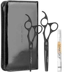 Olivia Garden SilkCut Matt Black Professzionális Fodrász Olló Szett (5.75" Vágó + 6.35" Ritkító) (SH-SCST2-0BL57)