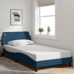 vidaXL Cadru de pat cu tăblie, albastru, 100x200 cm, textil (373131)